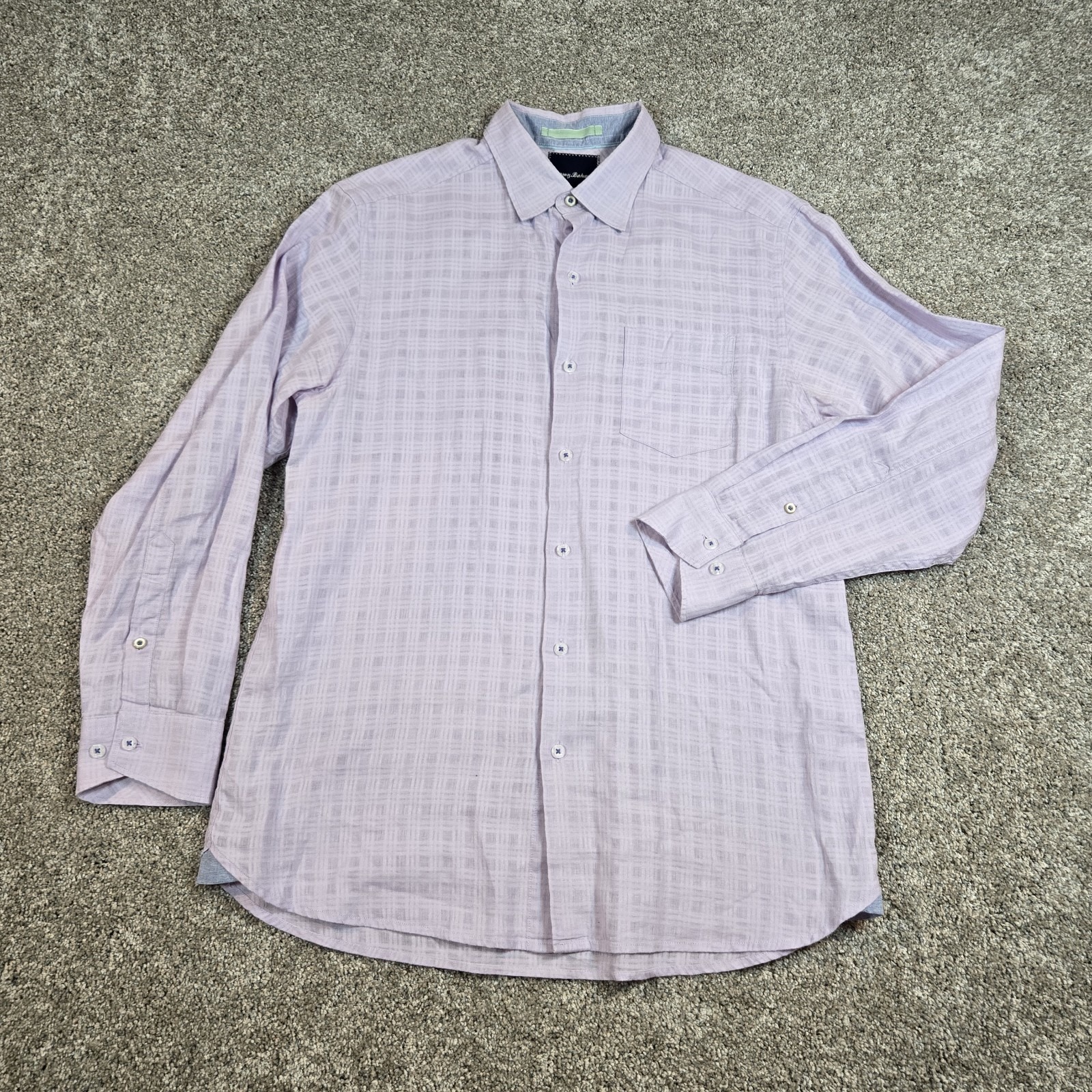 Tommy Bahama Button Down Shirt Size Small Long Sleeve Purple Linen Blend Men's